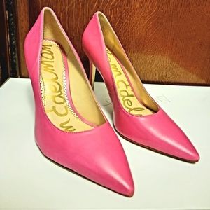 Sam Edelman Women's Hazel Retro Pink Leather Dress Napa Stiletto Heel